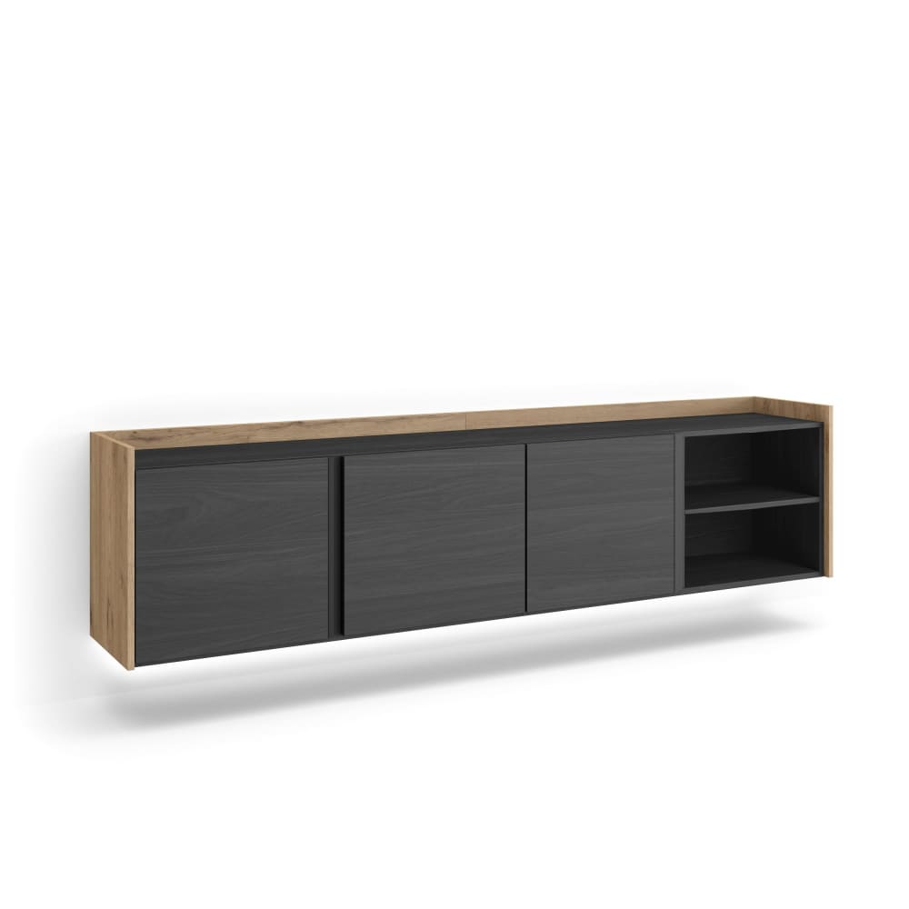 Wohnli Möbelsuche - TV-Möbel Holzeffekt schwarz und eiche 207x35x50cm Hängend