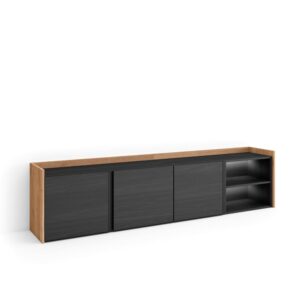 Wohnli Möbelsuche - TV-Möbel Holzeffekt schwarz und eiche 207x35x50cm mit Led