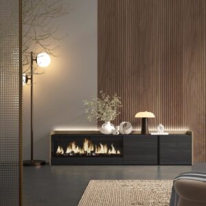 wohnli-moebel-suche-M26043681-1 TV-Möbel Holzeffekt schwarz eiche 212x35x50cm Kamin mit Feuereffekt 212x50x35cm Spanplatte Schwarz Skraut home Möbel Wohnzimmermöbel TV-Möbel