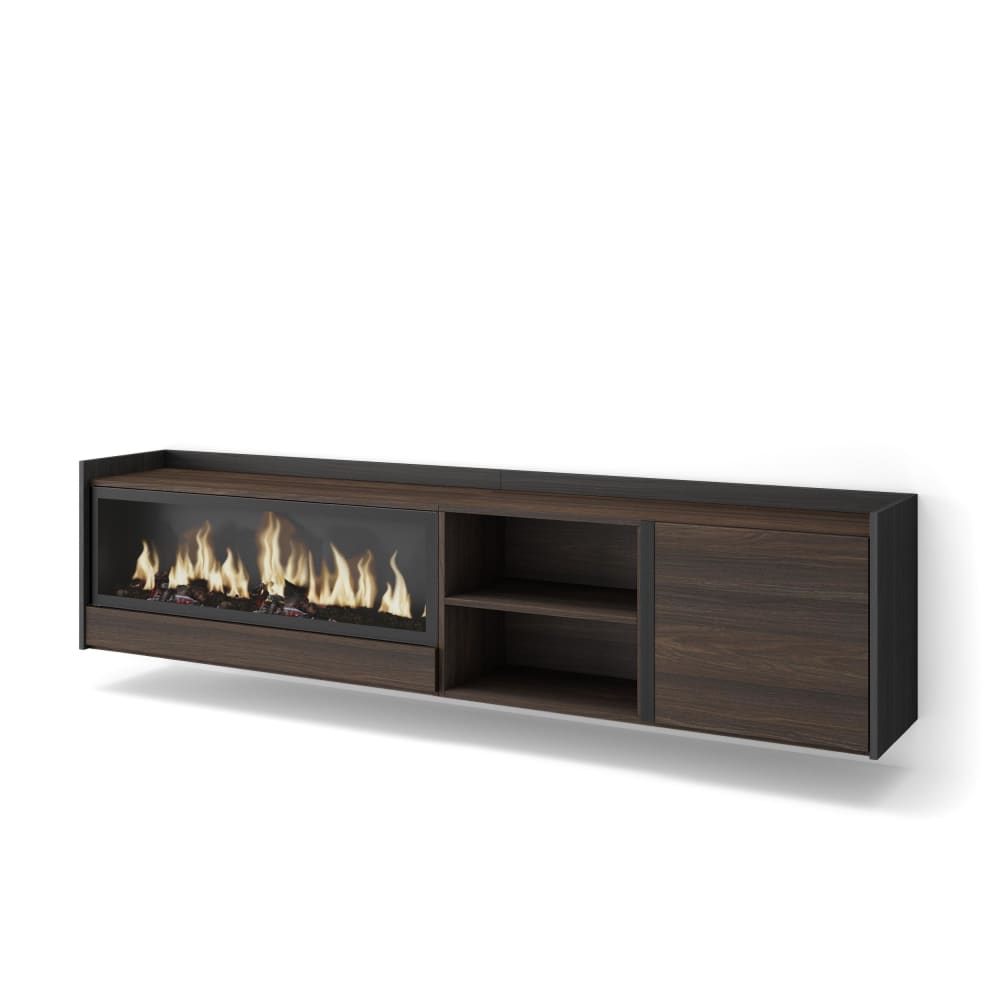 wohnli-moebel-suche-M26043683 Wohnli Möbelsuche - TV-Möbel Holzeffekt eiche schwarz 212x35x50cm Kamin mit Feuereffekt