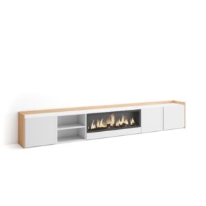 wohnli-moebel-suche-M26043685 Wohnli Möbelsuche - TV-Möbel Holzeffekt weiß und eiche 315x35x50cm Kamin mit Feuereffekt