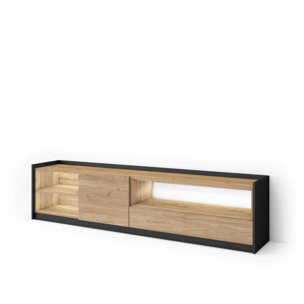 Wohnli Möbelsuche - TV-Möbel Holzeffekt eiche und schwarz 207x37x50cm mit Led