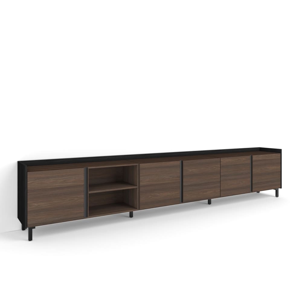 wohnli-moebel-suche-M26043689 Wohnli Möbelsuche - TV-Möbel Holzeffekt dunkler eiche und schwarz 309x35x61cm mit Beinen