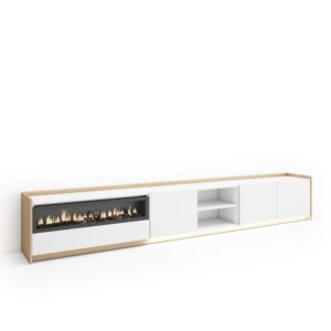 wohnli-moebel-suche-M26043691 Wohnli Möbelsuche - TV-Möbel Holzeffekt weiß und eiche 310x37x50cm Kamin mit Feuereffekt