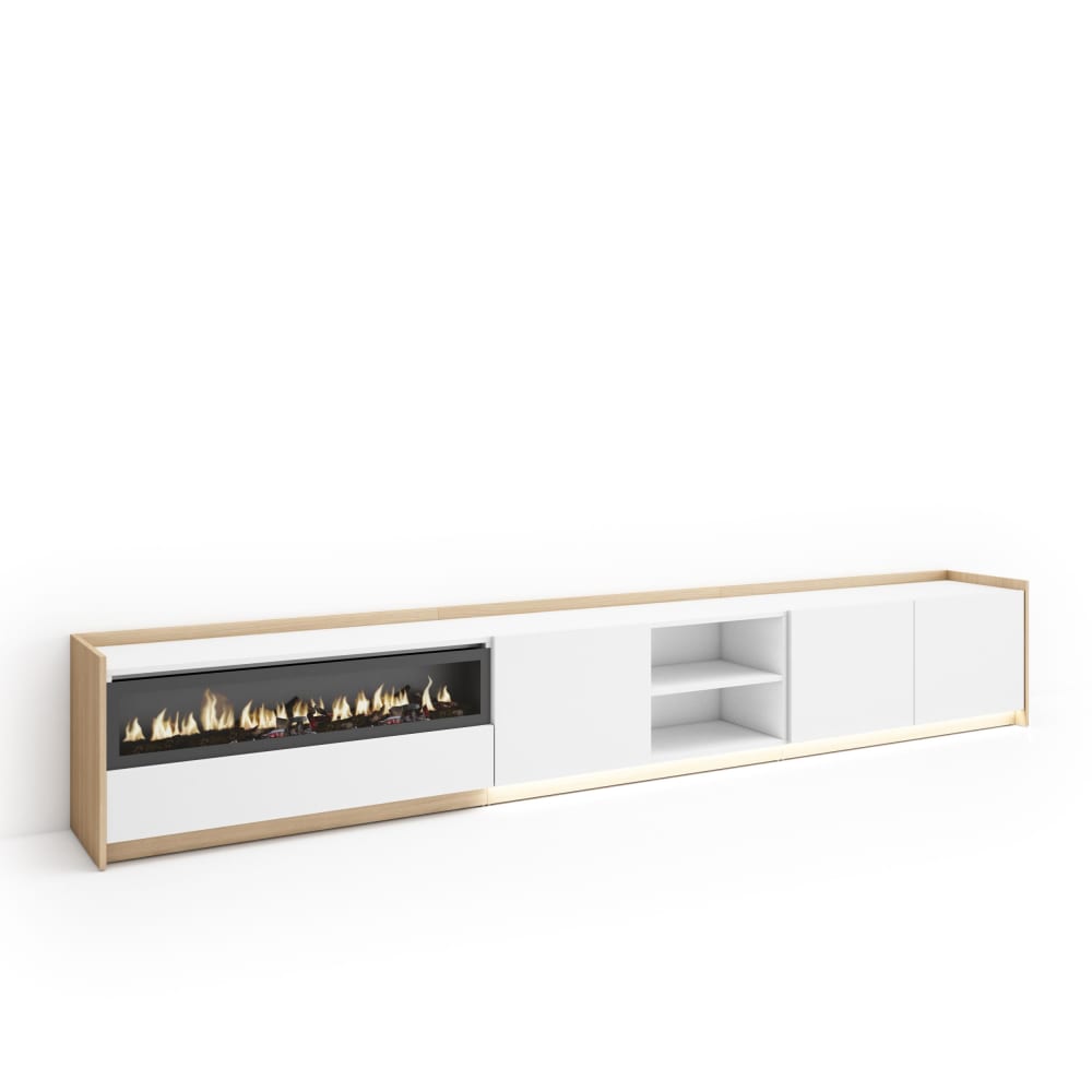 wohnli-moebel-suche-M26043691 Wohnli Möbelsuche - TV-Möbel Holzeffekt weiß und eiche 310x37x50cm Kamin mit Feuereffekt
