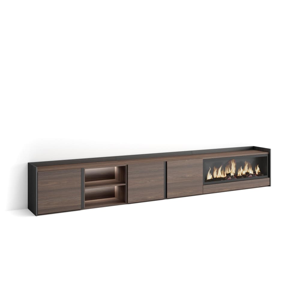 wohnli-moebel-suche-M26043693 Wohnli Möbelsuche - TV-Möbel Holzeffekt eiche schwarz 315x35x50cm Kamin mit Feuereffekt