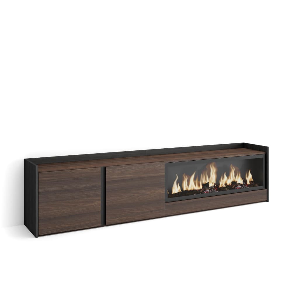 wohnli-moebel-suche-M26043701 Wohnli Möbelsuche - TV-Möbel Holzeffekt eiche schwarz 212x35x50cm Kamin mit Feuereffekt