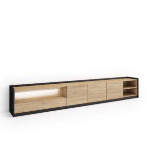 Wohnli Möbelsuche - TV-Möbel Holzeffekt eiche und schwarz 310x37x50cm mit Led