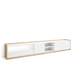 wohnli-moebel-suche-M26043707 Wohnli Möbelsuche - TV-Möbel Holzeffekt weiß und eiche 310x37x50cm mit Led