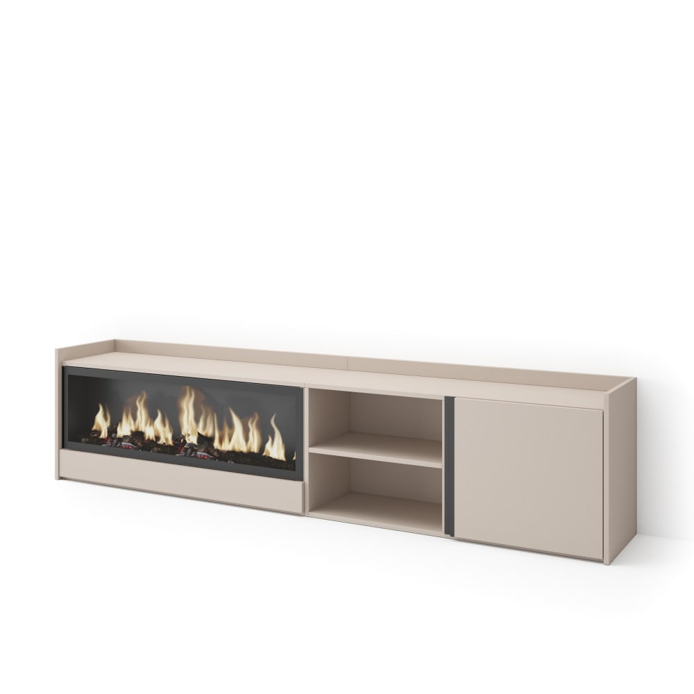 wohnli-moebel-suche-M26043711 Wohnli Möbelsuche - TV-Möbel Holzeffekt beige 212x35x50cm Kamin mit Feuereffekt XXL