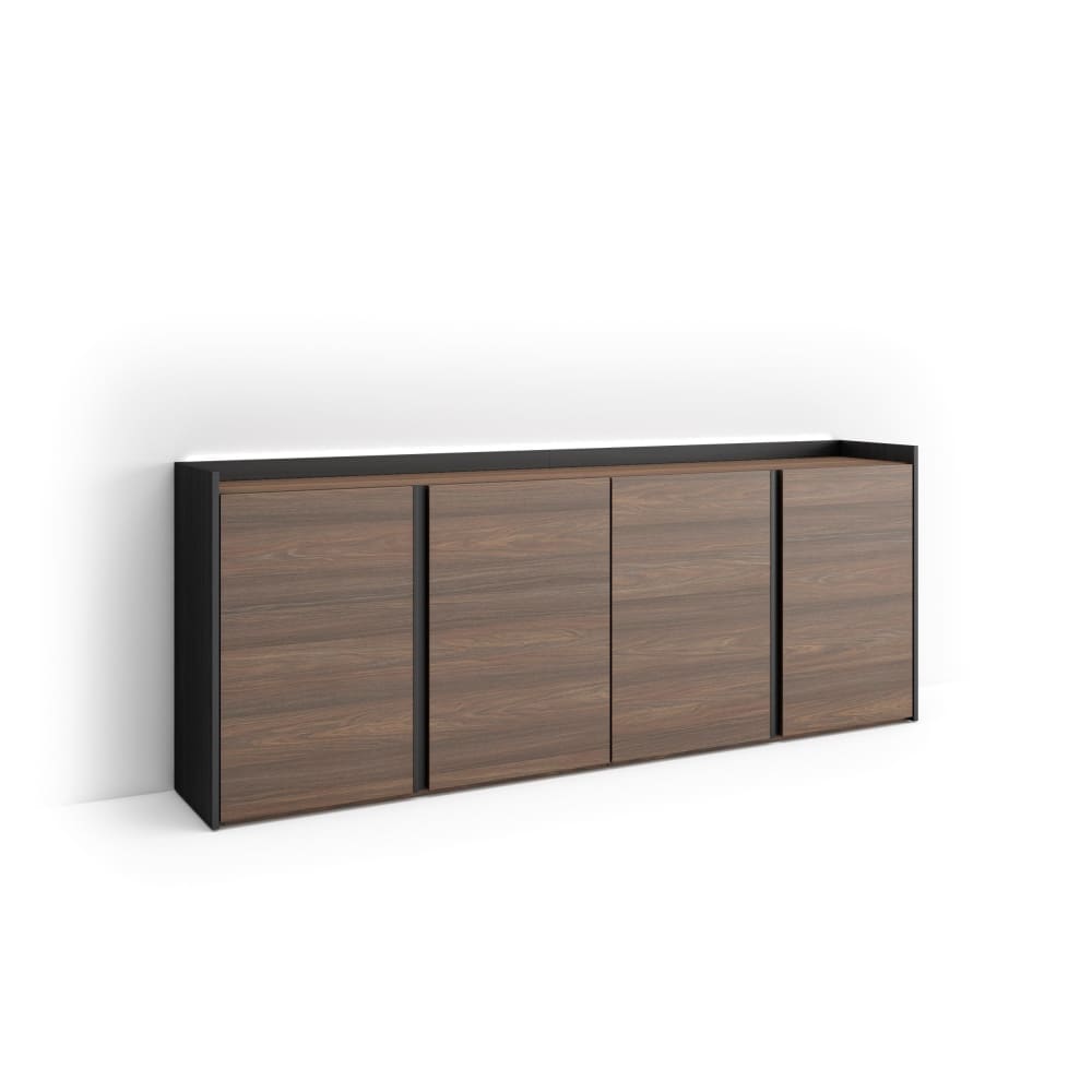 wohnli-moebel-suche-M26043714 Wohnli Möbelsuche - Sideboard Holzeffekt dunkler eiche und schwarz 207x35x80cm mit Led