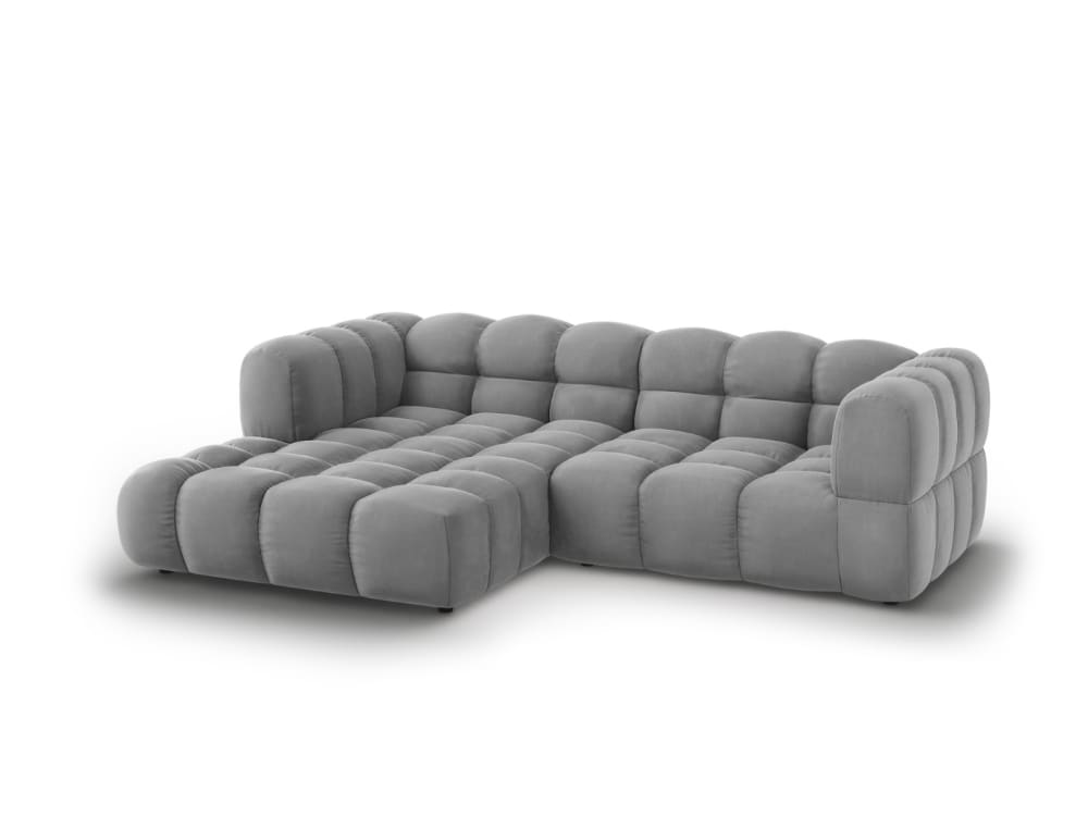 3-Sitzer modulares Ecksofa links aus Samt hellgrau 244x75x162cm Samt Grau Cosmopolitan Design Sofas und Sessel Sofas Ecksofas