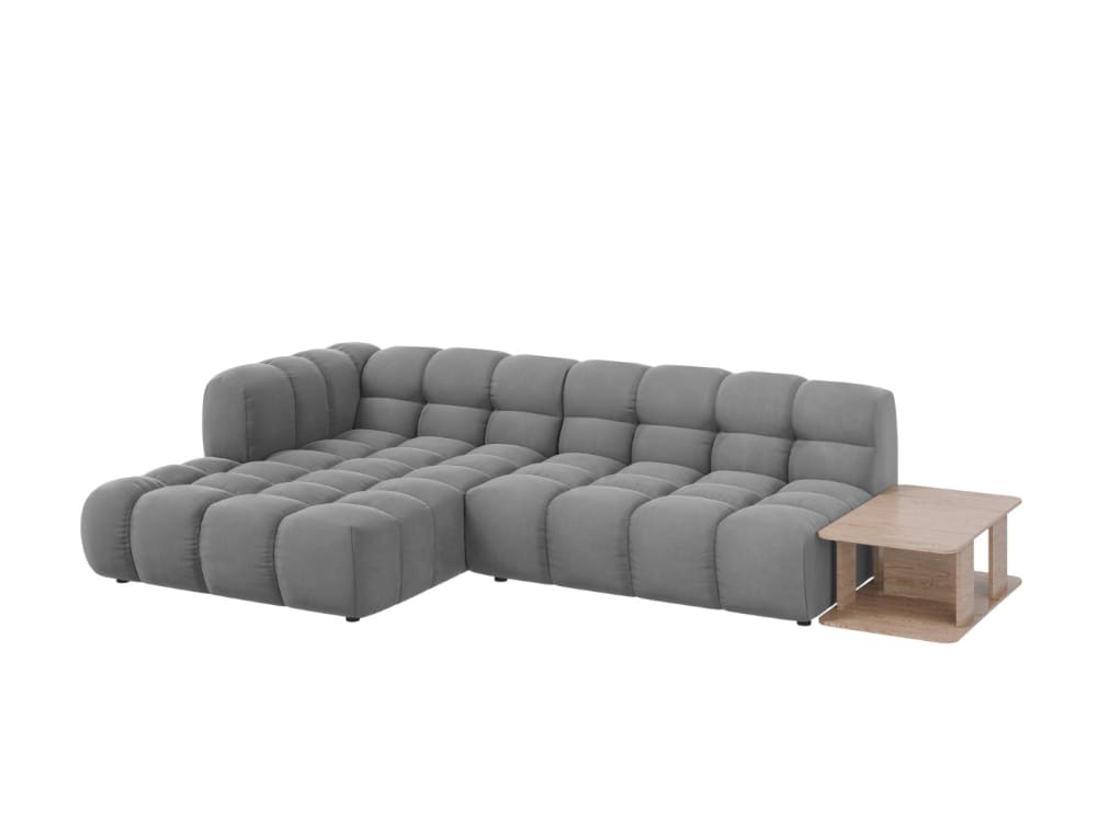 4-Sitzer modulares Ecksofa links aus Samt hellgrau 297x75x162cm Samt Grau Cosmopolitan Design Sofas und Sessel Sofas Ecksofas