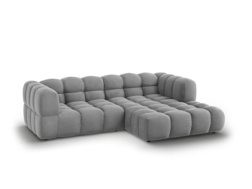 3-Sitzer modulares Ecksofa rechts aus Samt hellgrau 244x75x162cm Samt Grau Cosmopolitan Design Sofas und Sessel Sofas Ecksofas