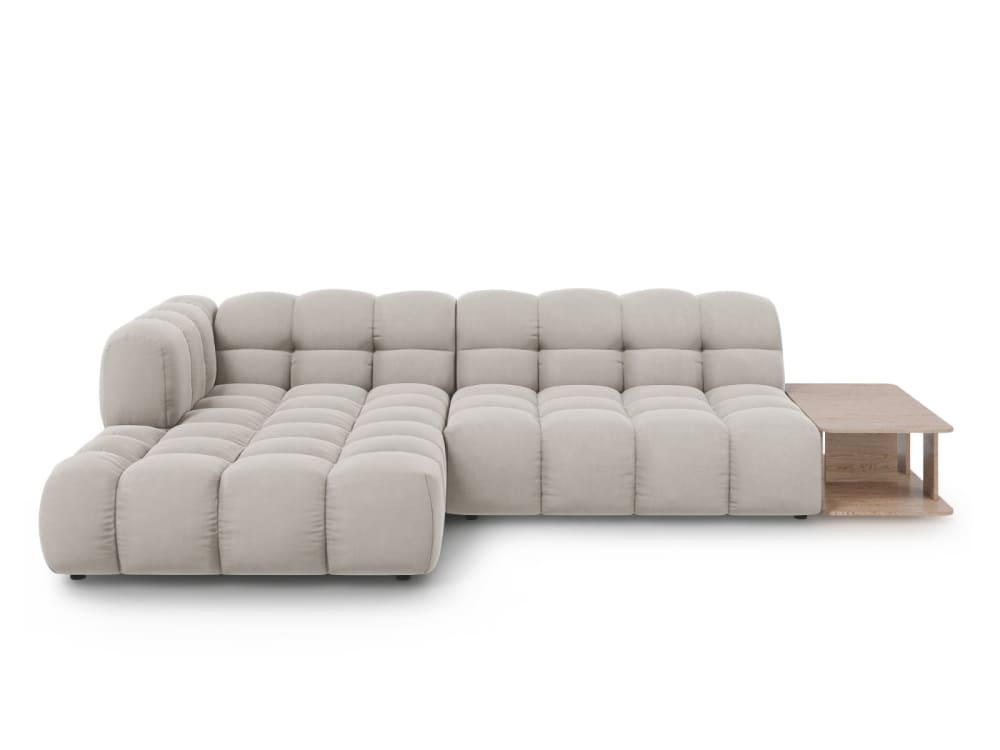 Wohnli Möbelsuche - 4-Sitzer modulares Ecksofa links aus Samt leichtes beige