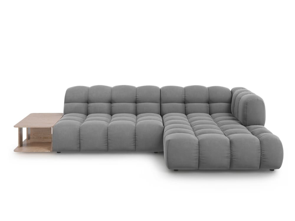 Wohnli Möbelsuche - 4-Sitzer modulares Ecksofa rechts aus Samt hellgrau