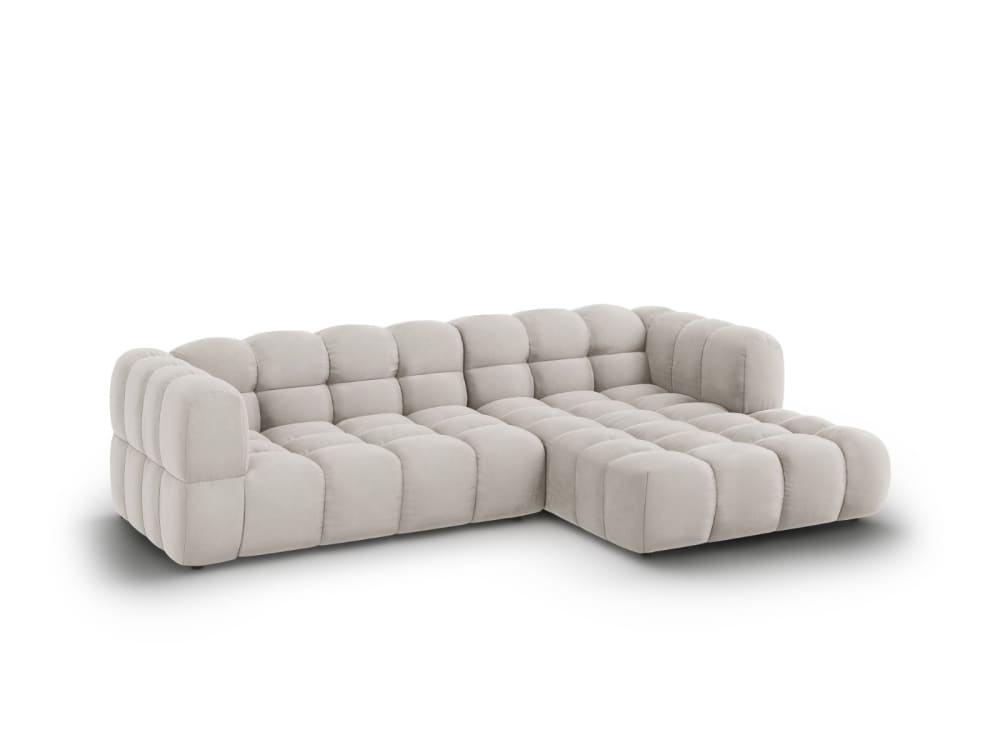 4-Sitzer modulares Ecksofa rechts aus Samt leichtes beige 272x75x162cm Samt Beige Cosmopolitan Design Sofas und Sessel Sofas Ecksofas