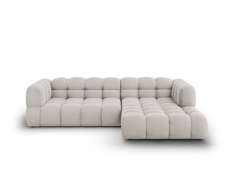 Wohnli Möbelsuche - 4-Sitzer modulares Ecksofa rechts aus Samt leichtes beige