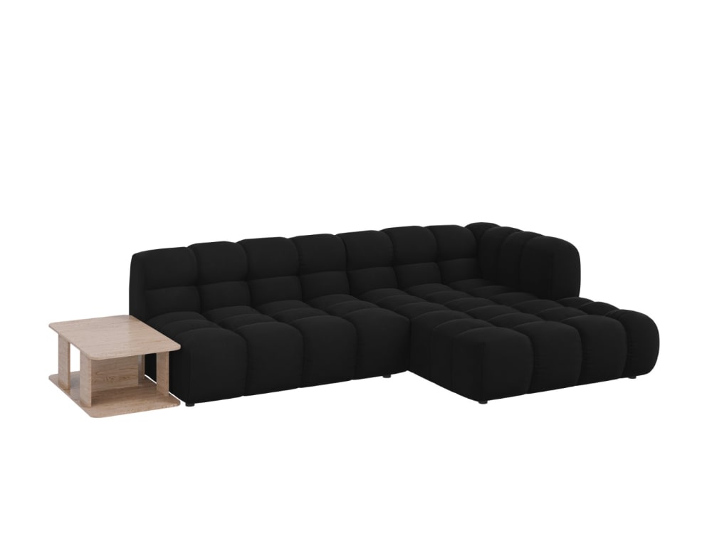 4-Sitzer modulares Ecksofa rechts aus Samt schwarz 297x75x162cm Samt Schwarz Cosmopolitan Design Sofas und Sessel Sofas Ecksofas