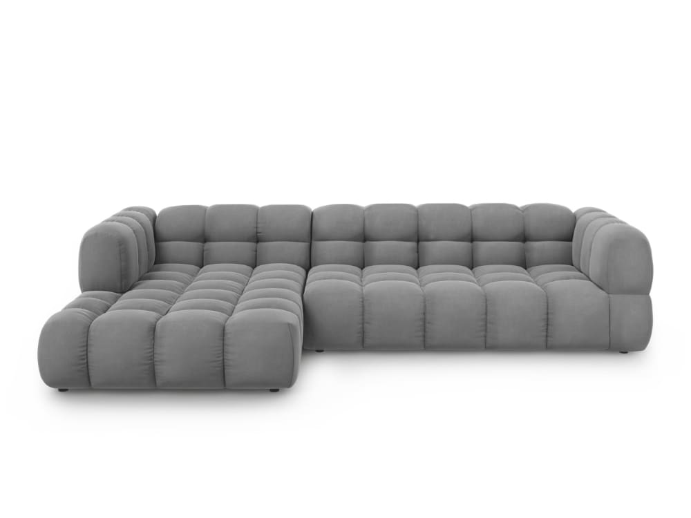 Wohnli Möbelsuche - 4-Sitzer modulares Ecksofa links aus Samt hellgrau