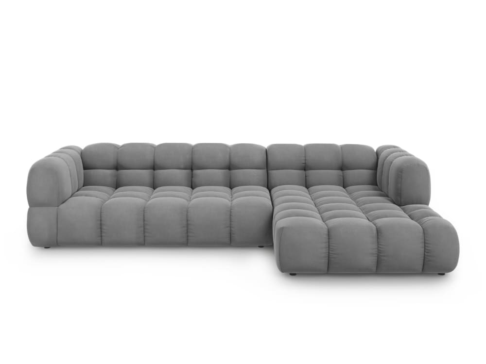 Wohnli Möbelsuche - 4-Sitzer modulares Ecksofa rechts aus Samt hellgrau