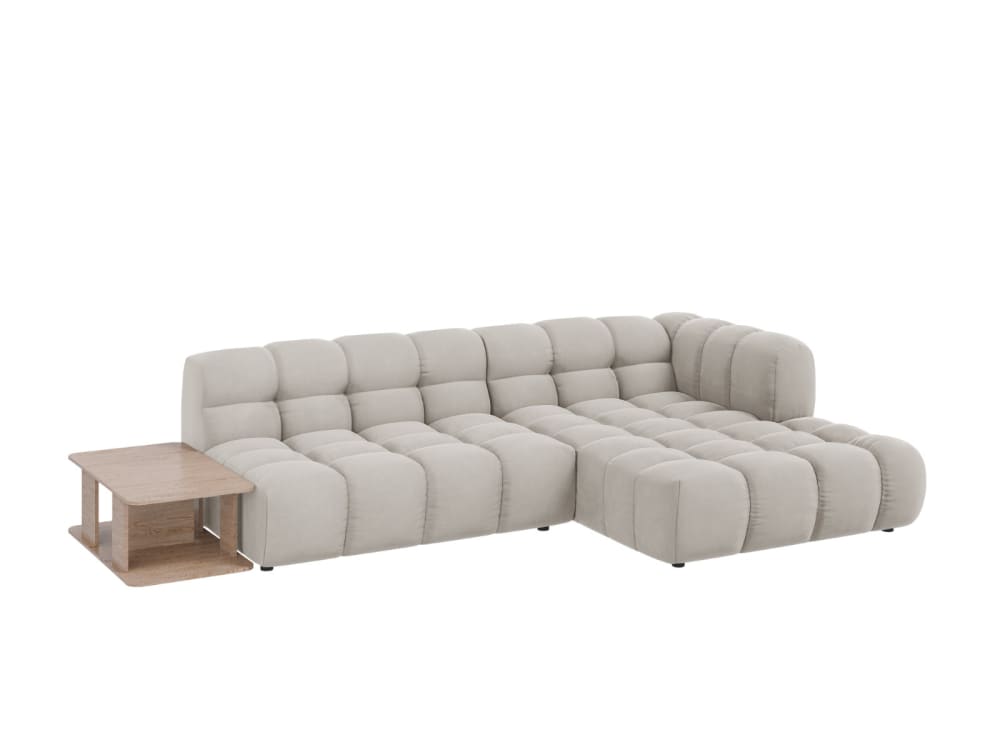 4-Sitzer modulares Ecksofa rechts aus Samt leichtes beige 297x75x162cm Samt Beige Cosmopolitan Design Sofas und Sessel Sofas Ecksofas