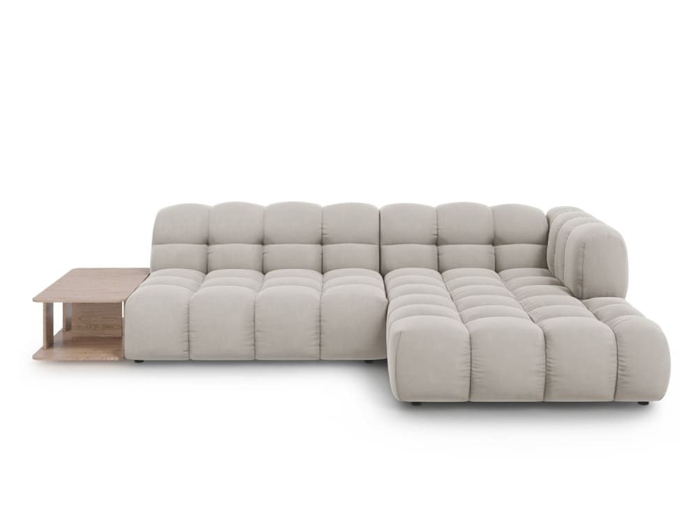 Wohnli Möbelsuche - 4-Sitzer modulares Ecksofa rechts aus Samt leichtes beige
