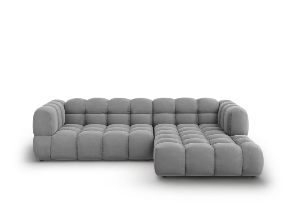 Wohnli Möbelsuche - 4-Sitzer modulares Ecksofa rechts aus Samt hellgrau
