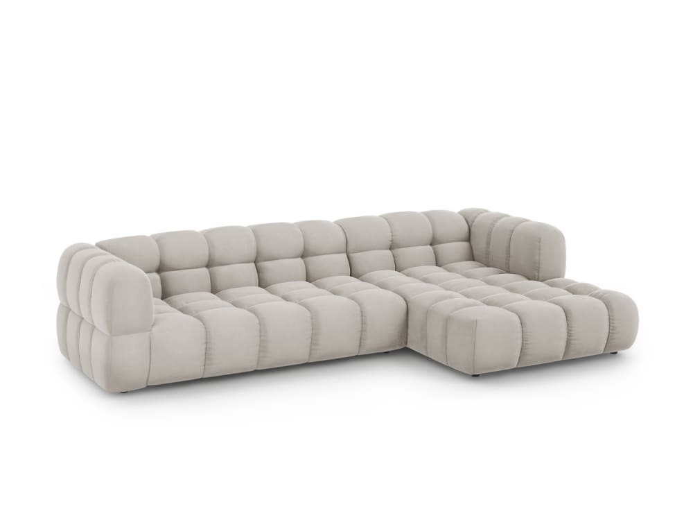 4-Sitzer modulares Ecksofa rechts aus Samt leichtes beige 300x75x162cm Samt Beige Cosmopolitan Design Sofas und Sessel Sofas Ecksofas