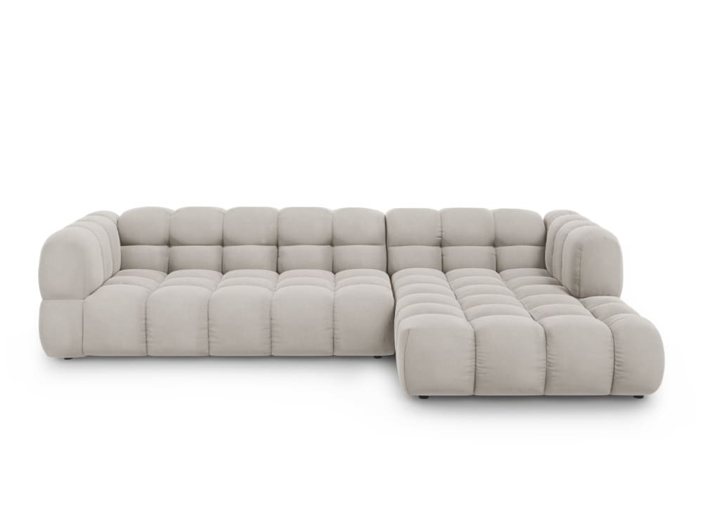 wohnli-moebel-suche-M26045026 Wohnli Möbelsuche - 4-Sitzer modulares Ecksofa rechts aus Samt leichtes beige