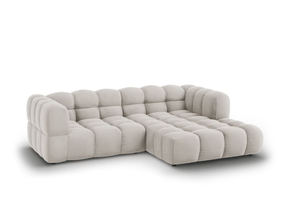 3-Sitzer modulares Ecksofa rechts aus Samt leichtes beige 244x75x162cm Samt Beige Cosmopolitan Design Sofas und Sessel Sofas Ecksofas