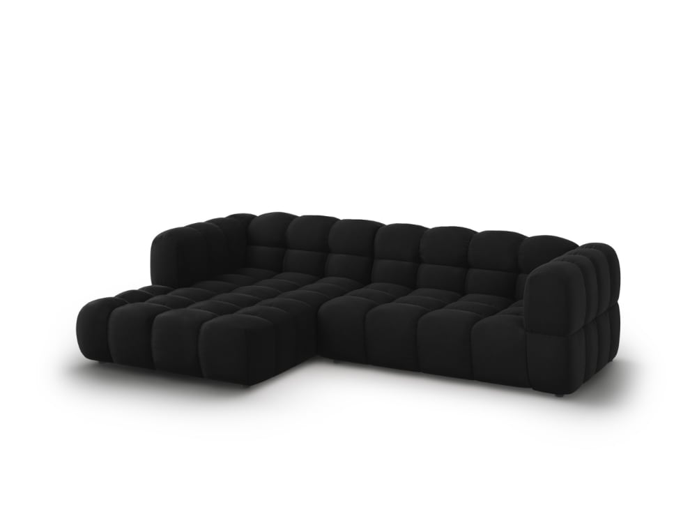4-Sitzer modulares Ecksofa links aus Samt schwarz 272x75x162cm Samt Schwarz Cosmopolitan Design Sofas und Sessel Sofas Ecksofas