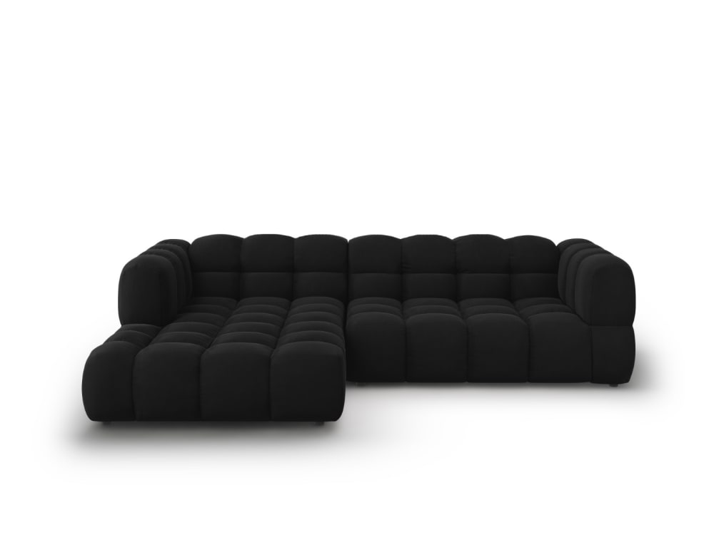 Wohnli Möbelsuche - 4-Sitzer modulares Ecksofa links aus Samt schwarz