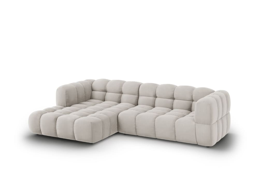 4-Sitzer modulares Ecksofa links aus Samt leichtes beige 272x75x162cm Samt Beige Cosmopolitan Design Sofas und Sessel Sofas Ecksofas