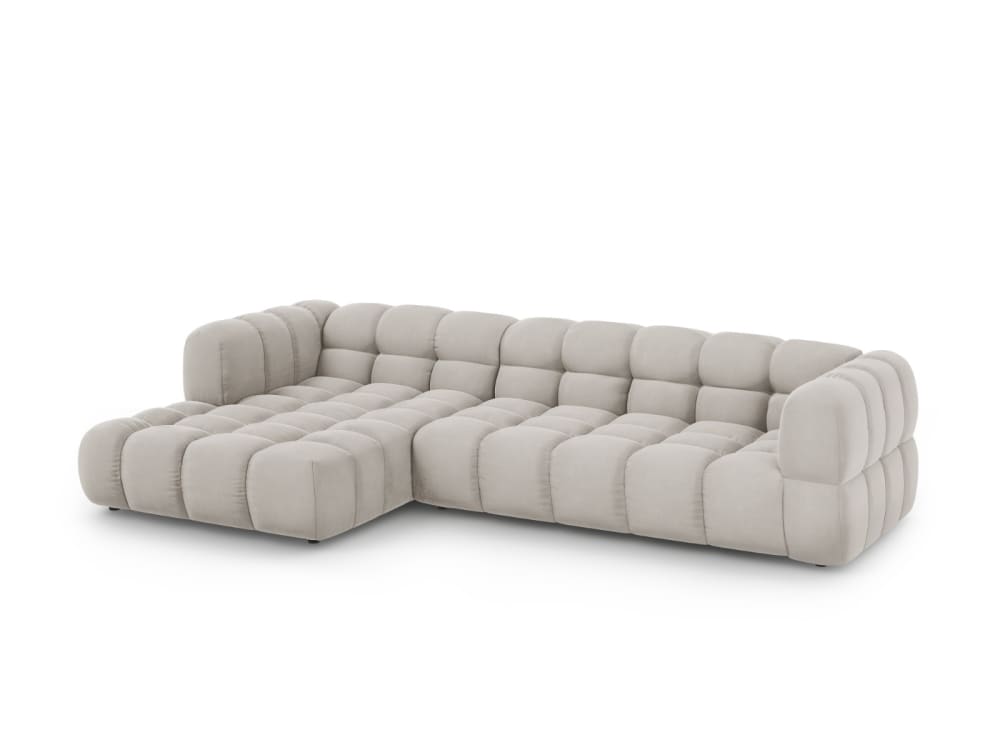4-Sitzer modulares Ecksofa links aus Samt leichtes beige 300x75x162cm Samt Beige Cosmopolitan Design Sofas und Sessel Sofas Ecksofas