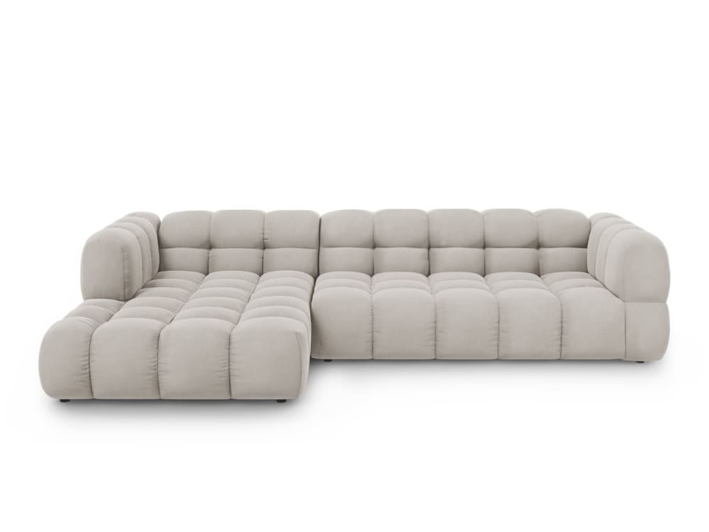 Wohnli Möbelsuche - 4-Sitzer modulares Ecksofa links aus Samt leichtes beige
