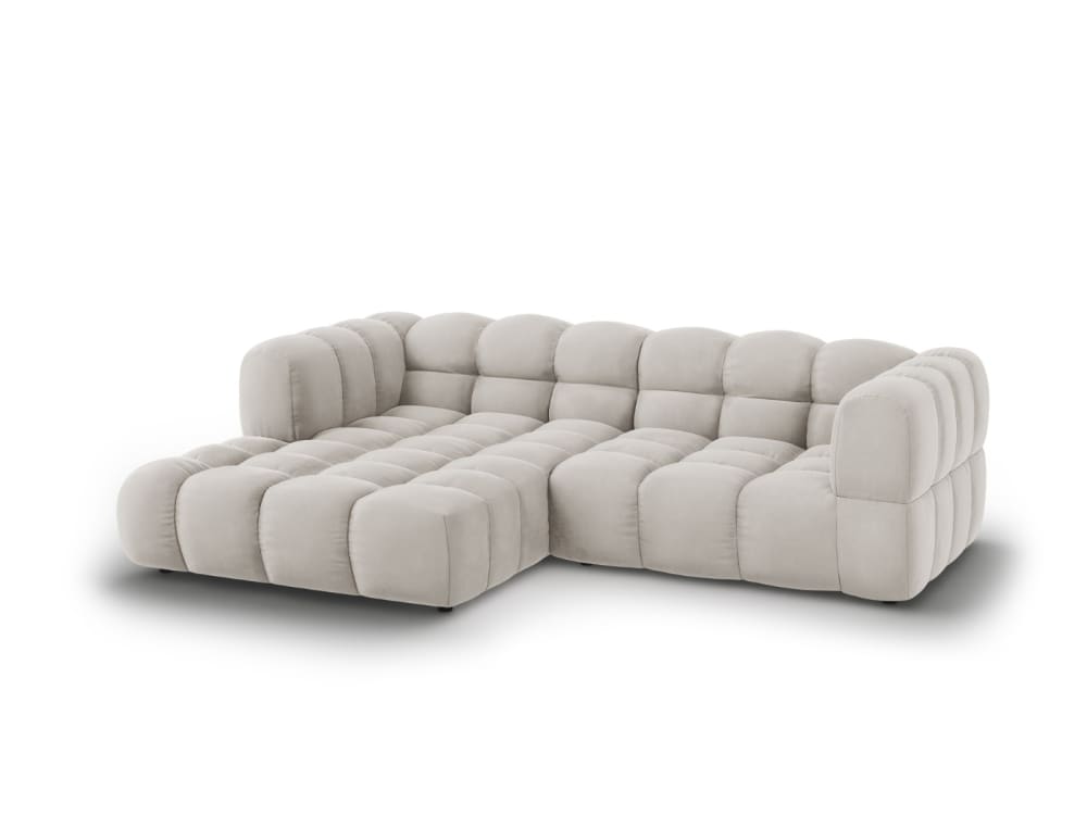 3-Sitzer modulares Ecksofa links aus Samt leichtes beige 244x75x162cm Samt Beige Cosmopolitan Design Sofas und Sessel Sofas Ecksofas