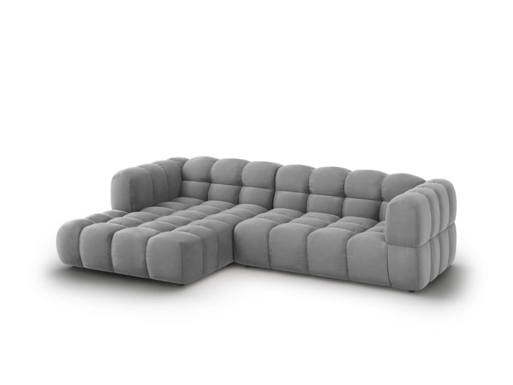 4-Sitzer modulares Ecksofa links aus Samt hellgrau 272x75x162cm Samt Grau Cosmopolitan Design Sofas und Sessel Sofas Ecksofas