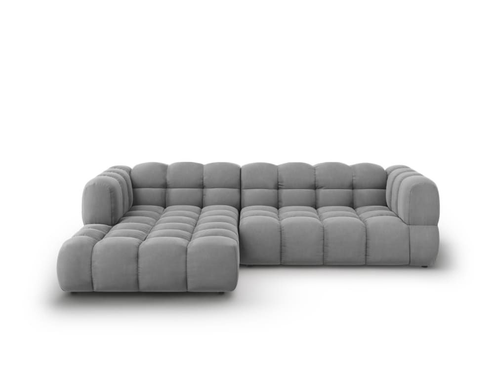 wohnli-moebel-suche-M26045038 Wohnli Möbelsuche - 4-Sitzer modulares Ecksofa links aus Samt hellgrau