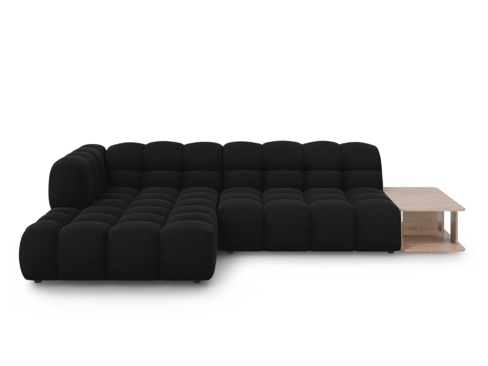 Wohnli Möbelsuche - 4-Sitzer modulares Ecksofa links aus Samt schwarz