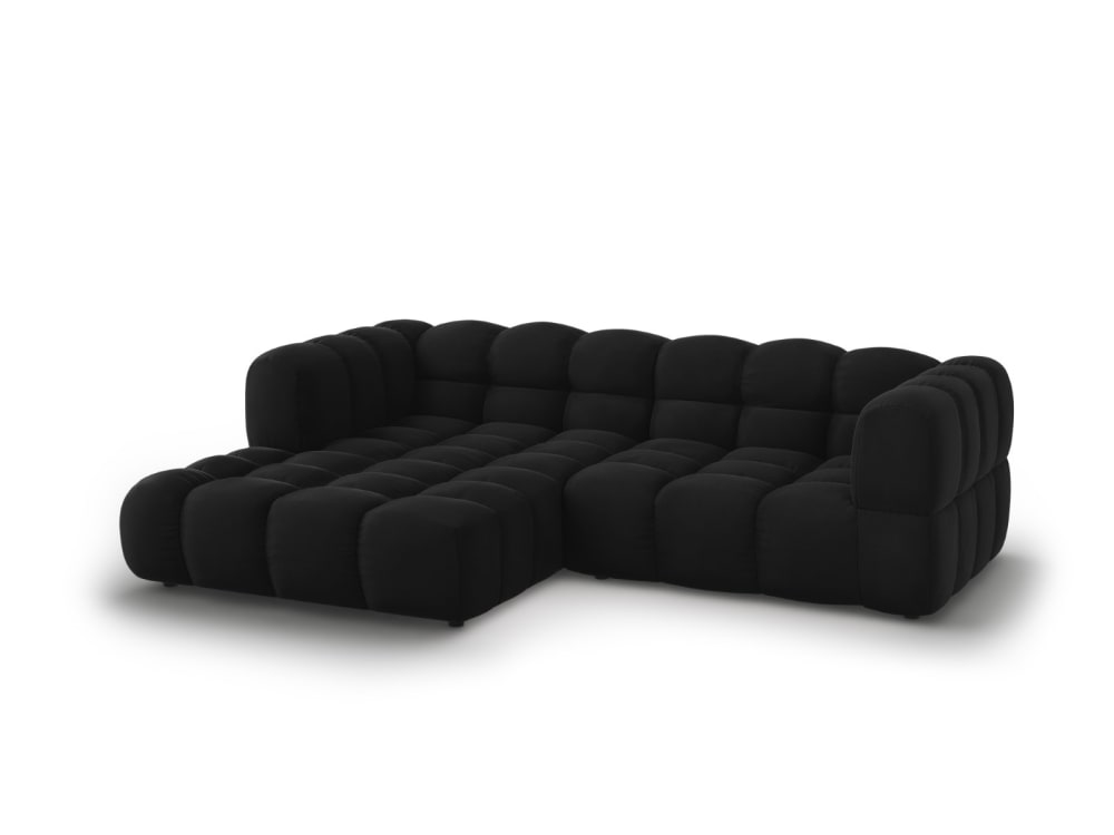 3-Sitzer modulares Ecksofa links aus Samt schwarz 244x75x162cm Samt Schwarz Cosmopolitan Design Sofas und Sessel Sofas Ecksofas