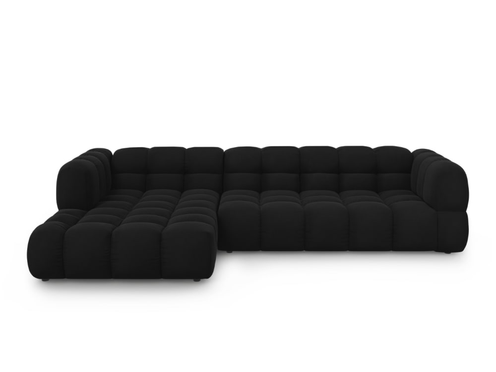Wohnli Möbelsuche - 4-Sitzer modulares Ecksofa links aus Samt schwarz