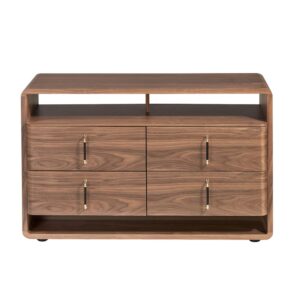 wohnli-moebel-suche-M26045123-1 Kommode aus Nussbaum und schwarzem PVC 43x75x120cm Holz Braun Angel Cerda Möbel Schlafzimmermöbel Aufbewahrungsmöbel