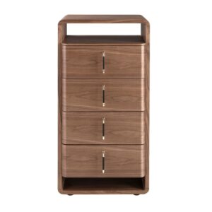 wohnli-moebel-suche-M26045125-1 Kommode aus Nussbaum und schwarzem PVC 43x117x60cm Holz Braun Angel Cerda Möbel Schlafzimmermöbel Aufbewahrungsmöbel