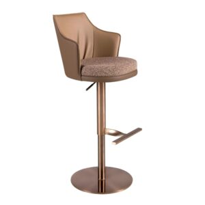 wohnli-moebel-suche-M26045126 Wohnli Möbelsuche - Drehbarer Hocker aus braun meliertem Stoff und braunem Kunstleder