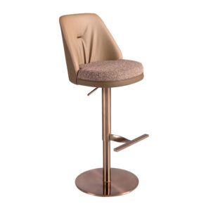 wohnli-moebel-suche-M26045129 Wohnli Möbelsuche - Drehbarer Hocker aus braun meliertem Stoff und braunem Kunstleder