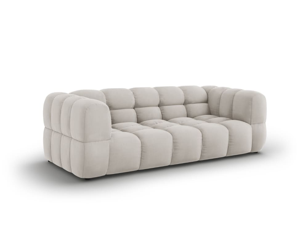 3-Sitzer Sofa aus Samt leichtes beige 214x75x102cm Samt Beige Cosmopolitan Design Sofas und Sessel Sofas 2-Sitzer-Sofas & 3-Sitzer-Sofas