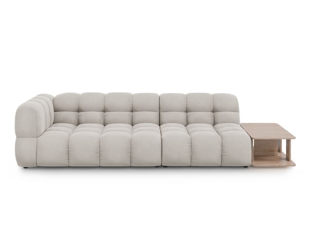 wohnli-moebel-suche-M26045143 Wohnli Möbelsuche - 4-Sitzer modulares Sofa rechts aus Samt leichtes beige