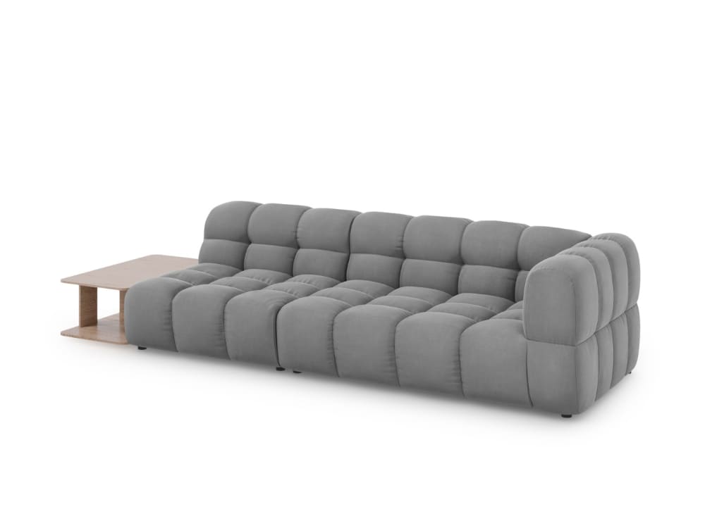 4-Sitzer modulares Sofa links aus Samt hellgrau 297x75x102cm Samt Grau Cosmopolitan Design Sofas und Sessel Sofas 2-Sitzer-Sofas & 3-Sitzer-Sofas