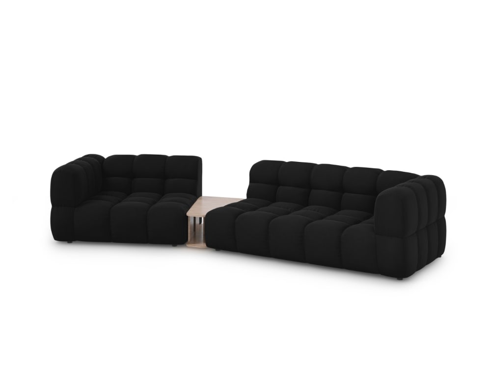 3-Sitzer modulares Sofa links aus Samt schwarz 353x75x148cm Samt Schwarz Cosmopolitan Design Sofas und Sessel Sofas Modulare Sofas